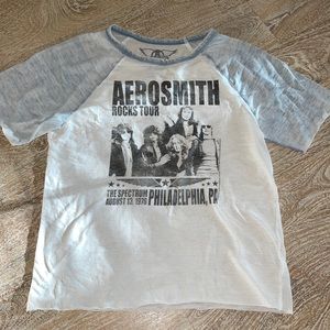 Aerosmith Shirt small blue white cream